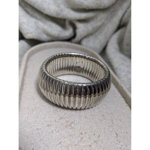 Vintage Cobra Bracelet In Silver Tone Chunky Statement Glossy Polished Wide